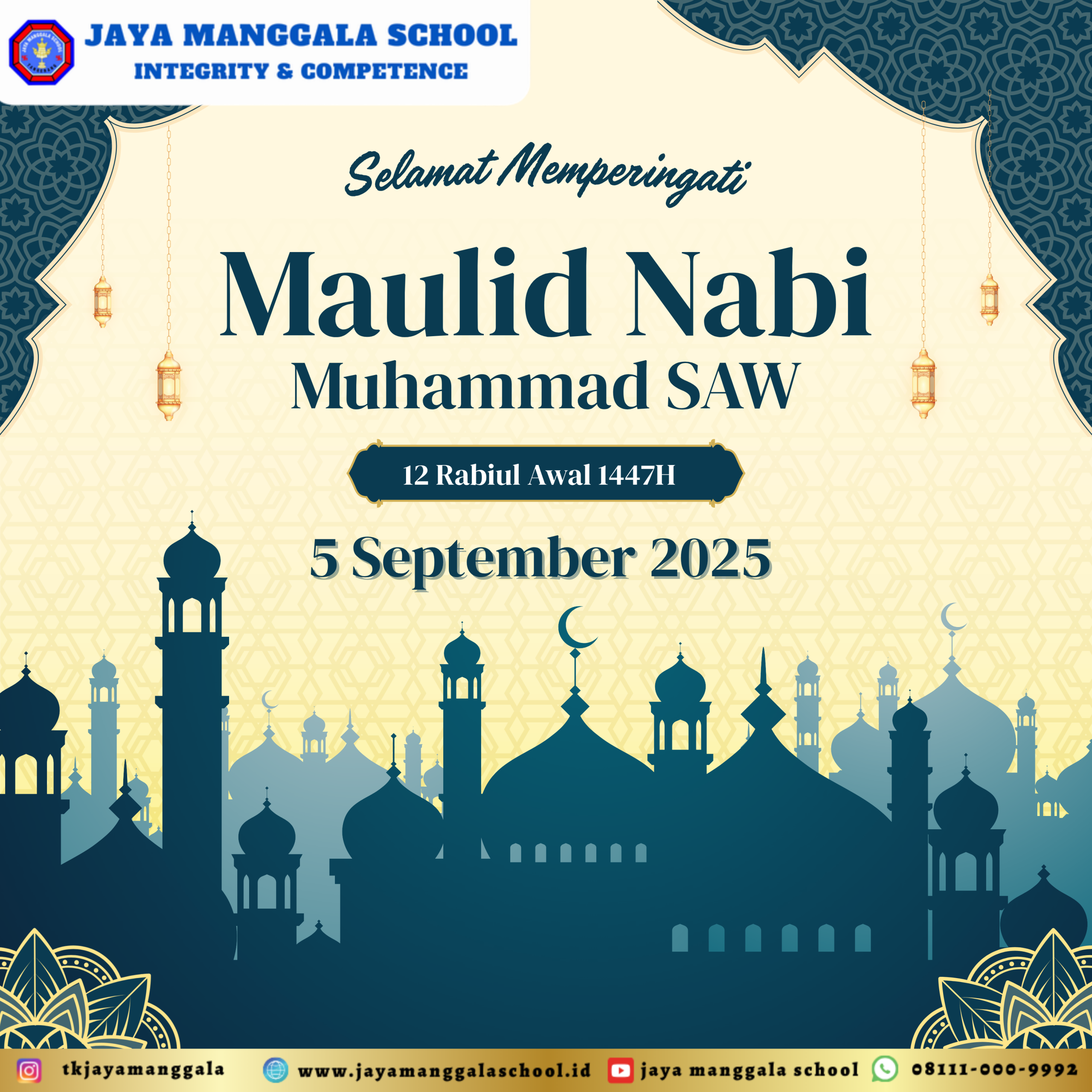 Konten Instagram Ucapan Memperingati Maulid Nabi Muhammad SAW Ilustratif Elegan